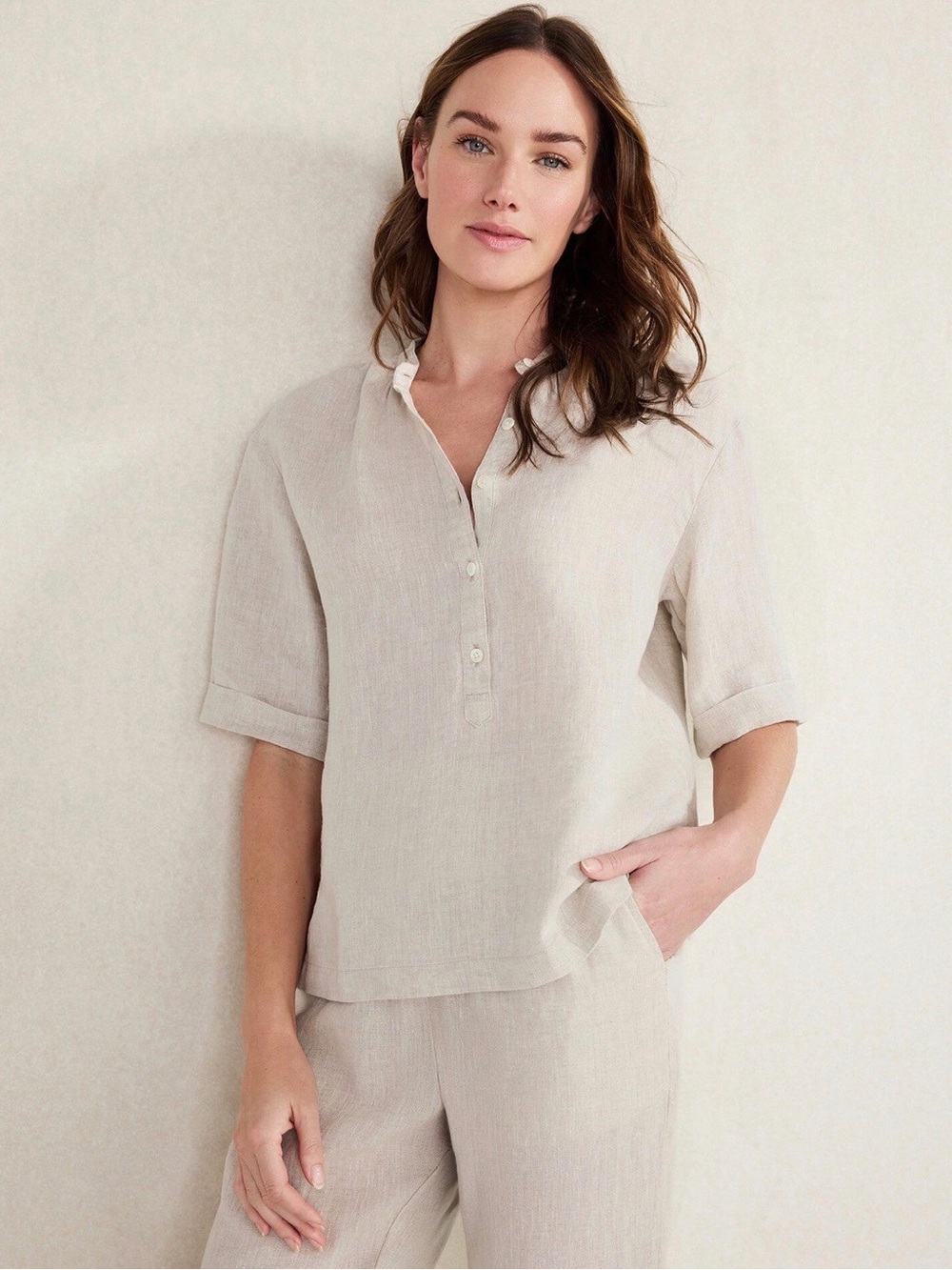 Haven 100% Linen Cuff Sleeve Top / NWT